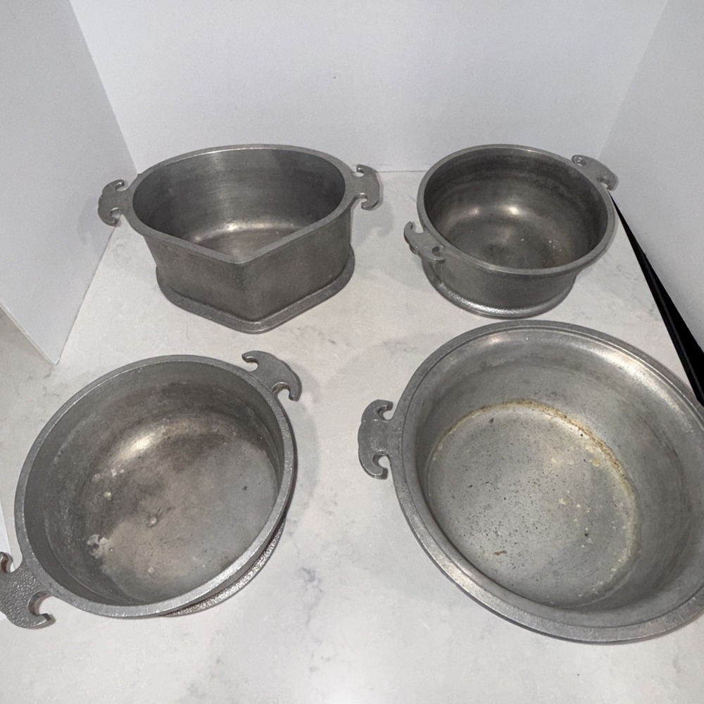 Vintage Guardian Service Cookware Lot 4 Pots Pans Hammered Aluminum NO LIDS